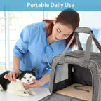 Premium Soft-Sided Pet Carrier for Cats and Small Dogs - Airline Approved, Portable, and Breathable Travel Solution in Stylish Gray