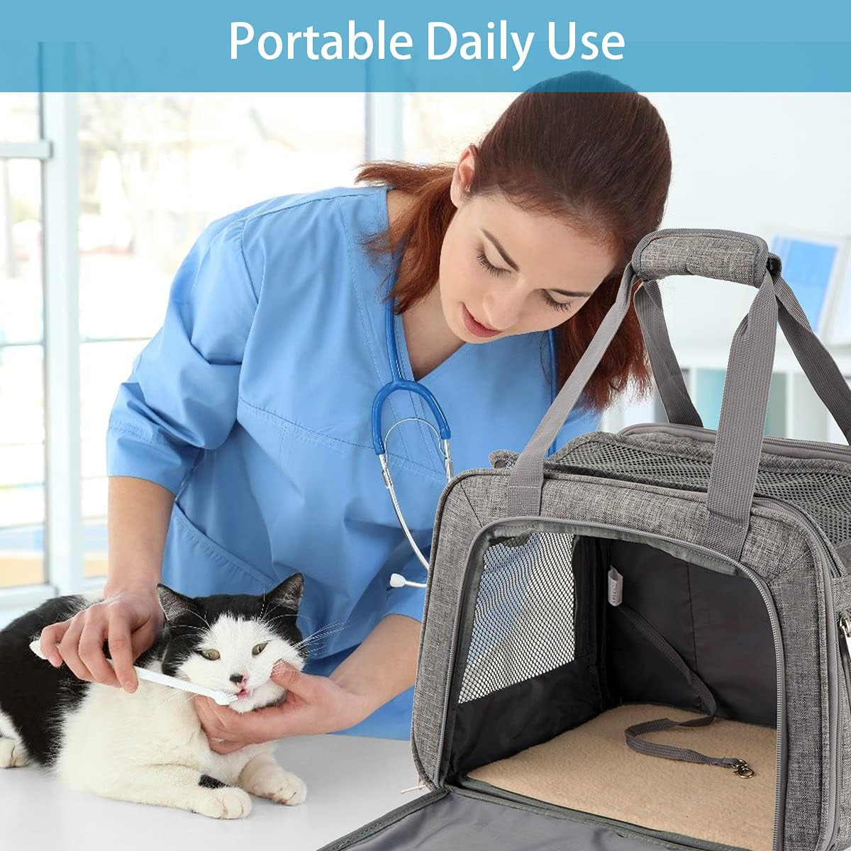 Premium Soft-Sided Pet Carrier for Cats and Small Dogs - Airline Approved, Portable, and Breathable Travel Solution in Stylish Gray