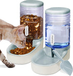 Gravity Automatic Cat Feeder & Water Dispenser - 1 Gallon Dual Bowl for All Pet Sizes (Gray)
