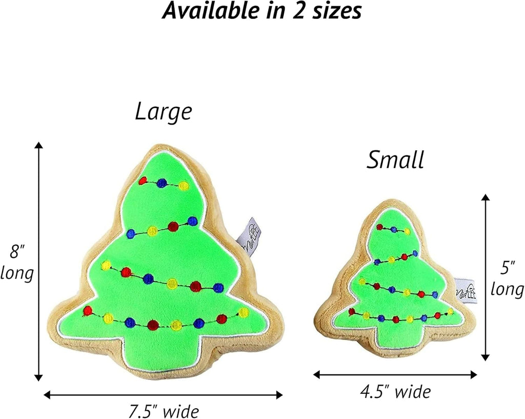 Christmas Sugar Cookie Plush Dog Toy - Small Stuffed Squeaker Holiday Toy for Pets