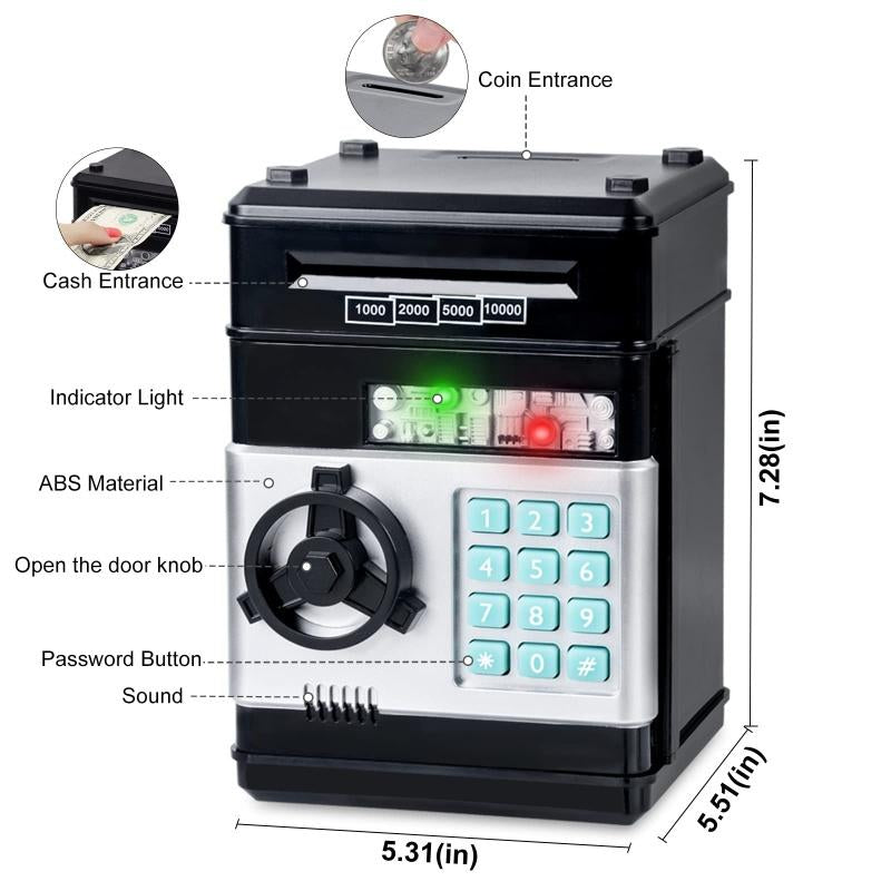Mini ATM Electronic Piggy Bank with Digital Lock & LED Lights - The Ultimate Kids' Savings Companion!
