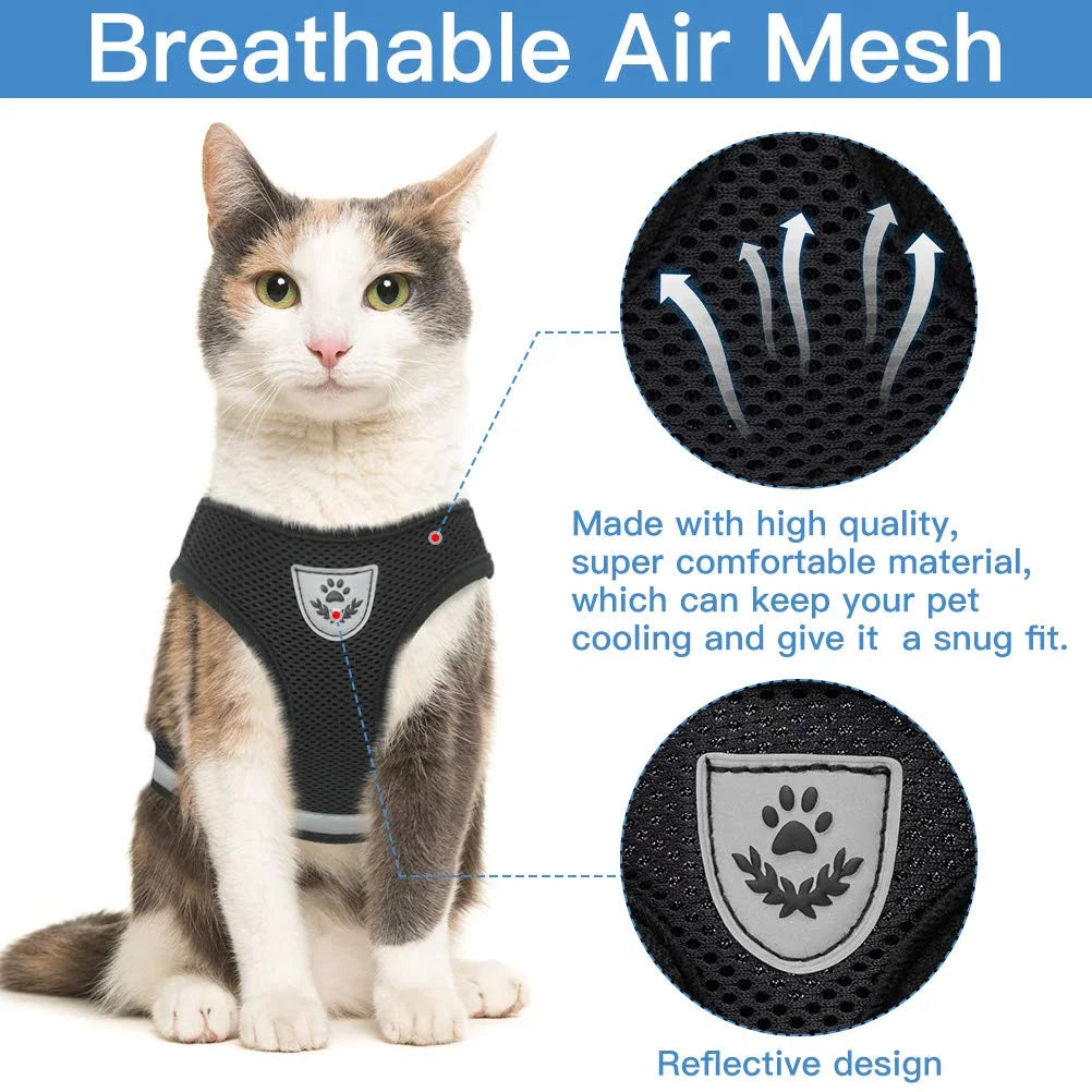 Ultimate Adjustable Cat Harness and Leash Set with Reflective Straps for Safe and Stylish Adventures