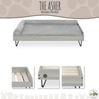 Elevate Your Pet's Comfort with the Asher Wooden Pet Bed & Mattress - Large to Extra Large, Greenguard Gold Certified!
