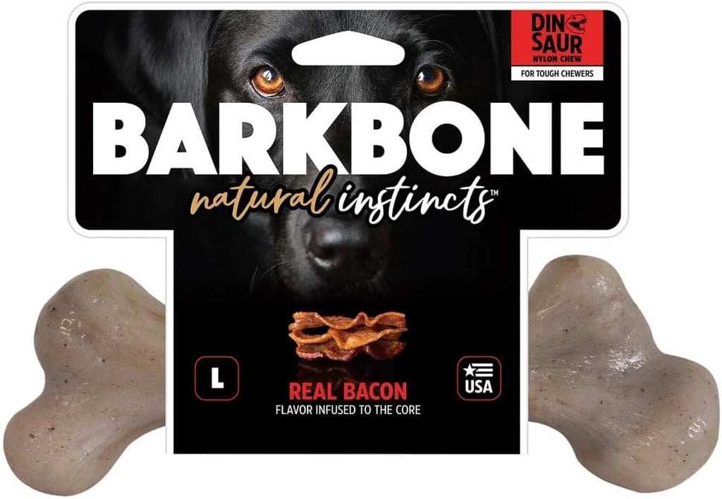 Dinosaur Barkbone - Ultimate Tough Nylon Chew Toy for Aggressive Chewers with Irresistible Bacon Flavor - 6.5 Inches of Fun!