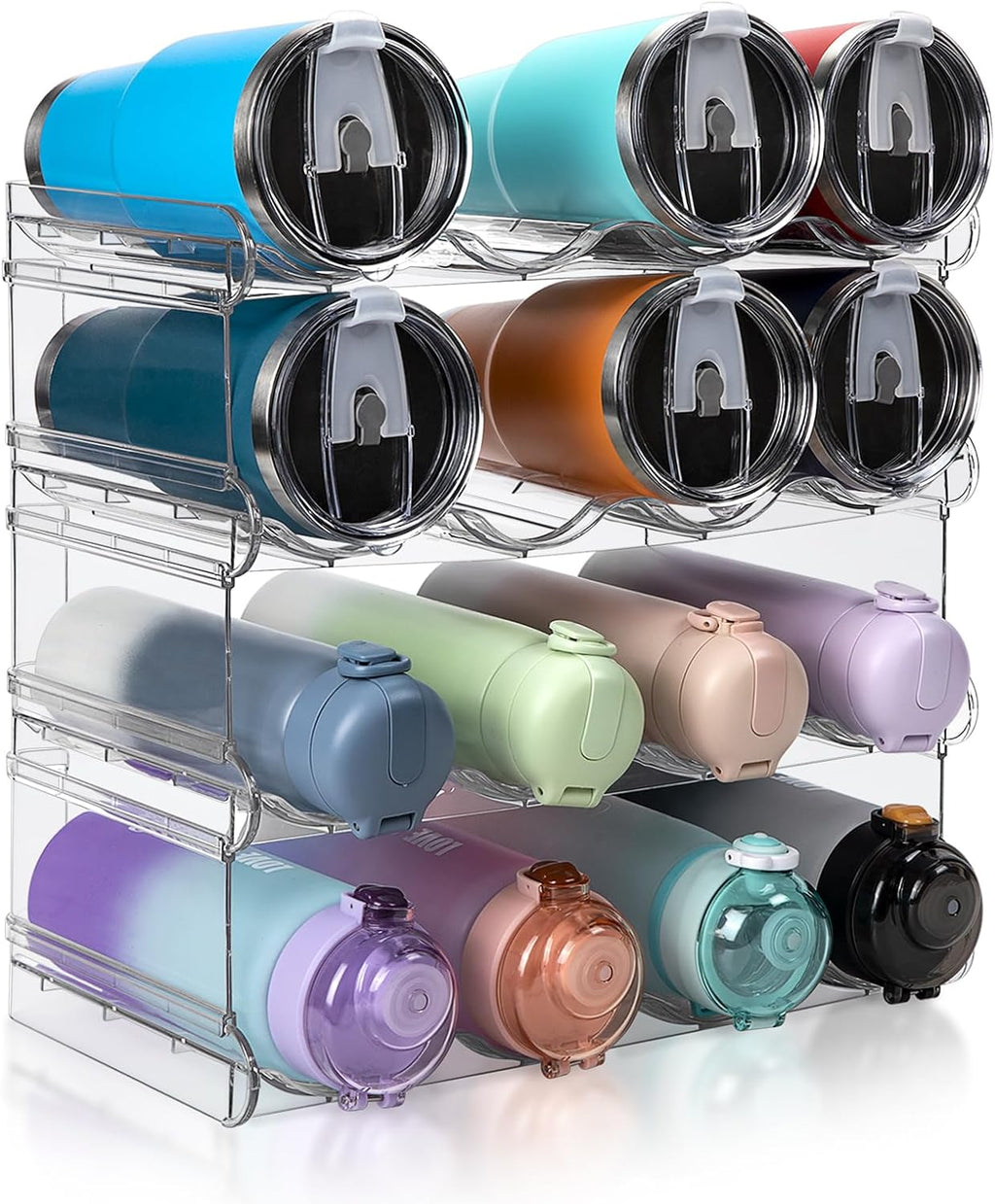 Transform Your Kitchen with Our Innovative 4-Tier Stackable Water Bottle Organizer – Effortlessly Holds 16 Bottles for Clutter-Free Storage!