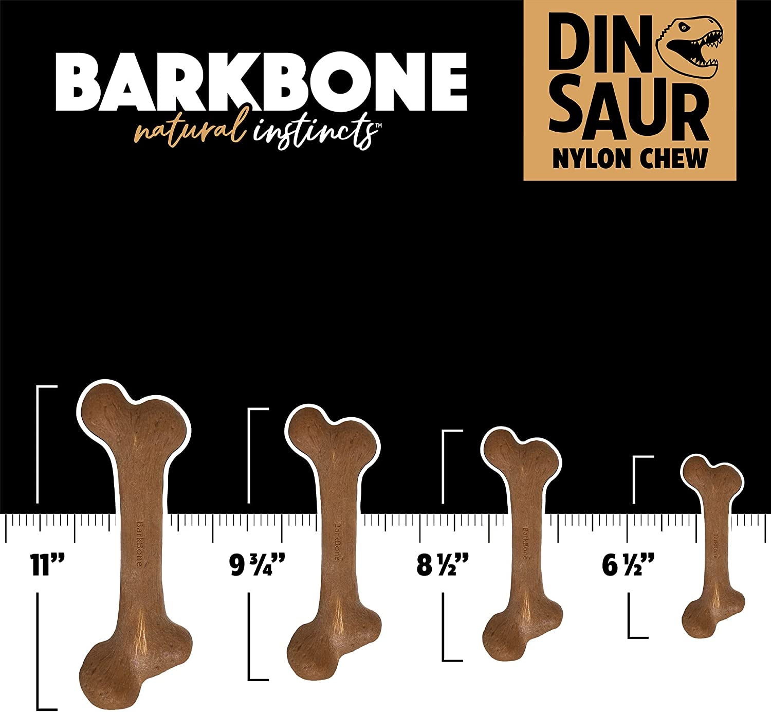 Dinosaur Barkbone - Ultimate Tough Nylon Chew Toy for Aggressive Chewers with Irresistible Bacon Flavor - 6.5 Inches of Fun!