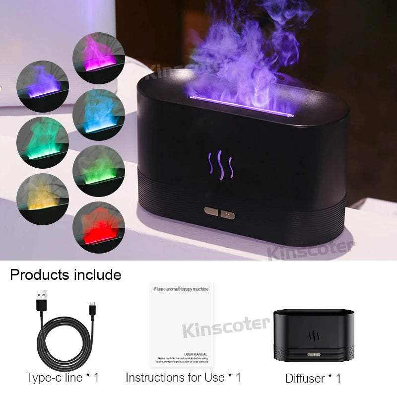 Transform Your Space with the KINSCOTER Ultrasonic Aroma Diffuser and Humidifier – LED Flame Lamp & Soothing Cool Mist Technology