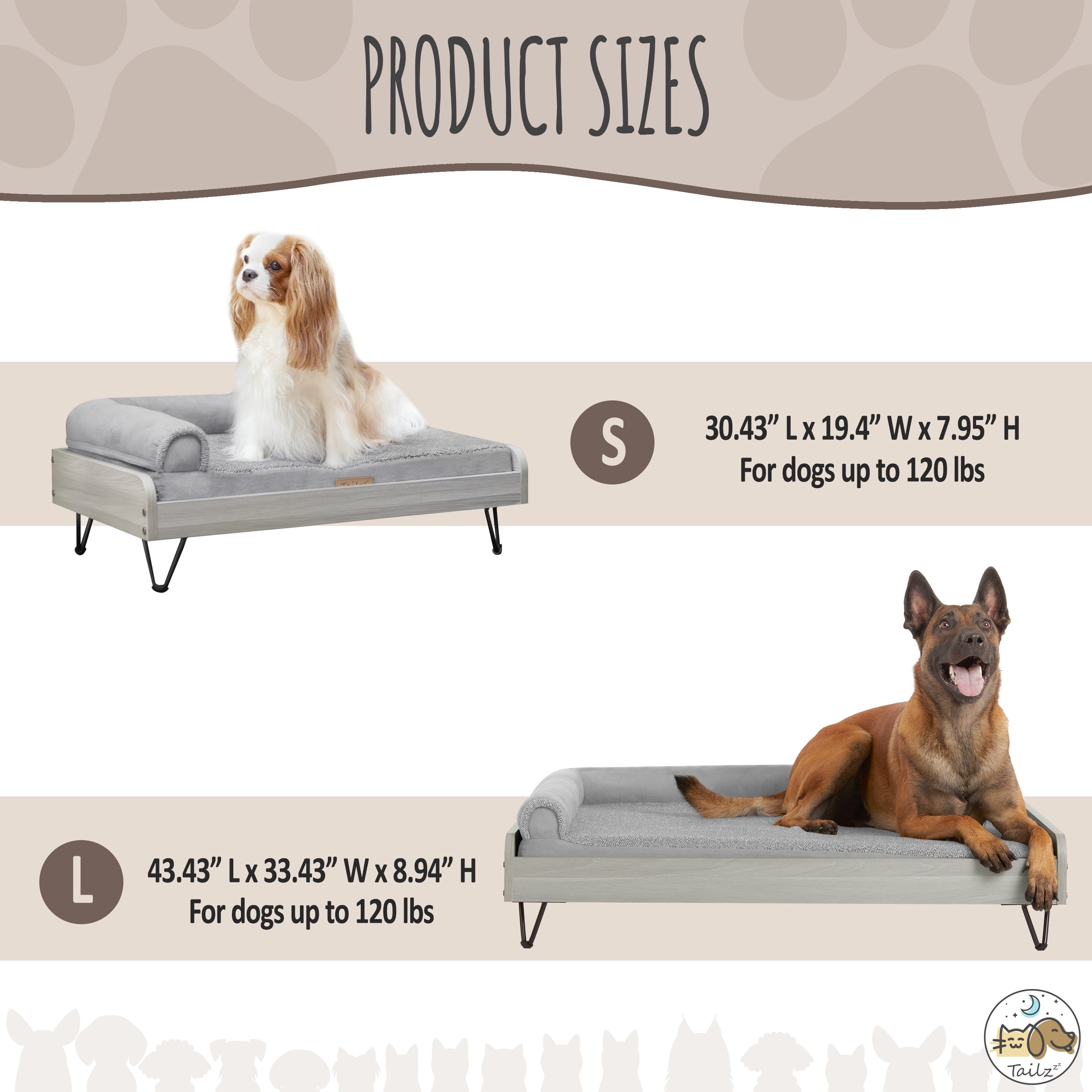 Elevate Your Pet's Comfort with the Asher Wooden Pet Bed & Mattress - Large to Extra Large, Greenguard Gold Certified!