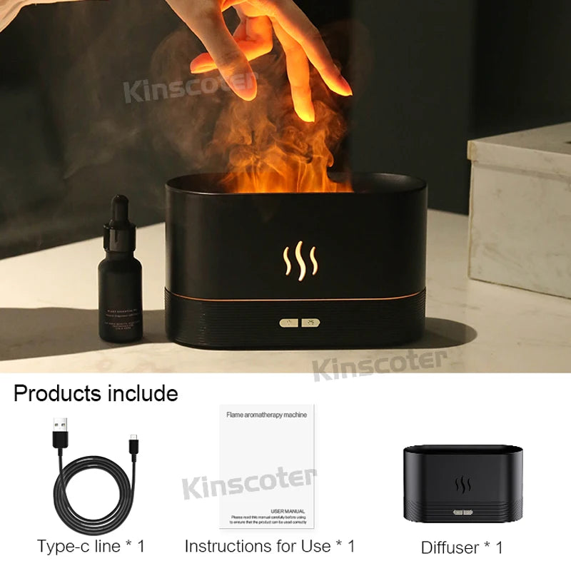Transform Your Space with the KINSCOTER Ultrasonic Aroma Diffuser and Humidifier – LED Flame Lamp & Soothing Cool Mist Technology