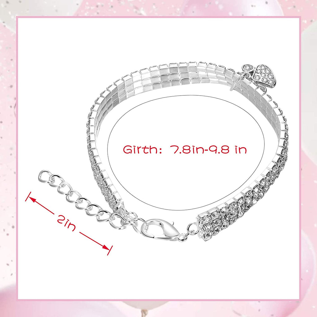 Adjustable Rhinestone Dog and Cat Collars with Glitter Pendant – Set of 3 for Small Pets (White)