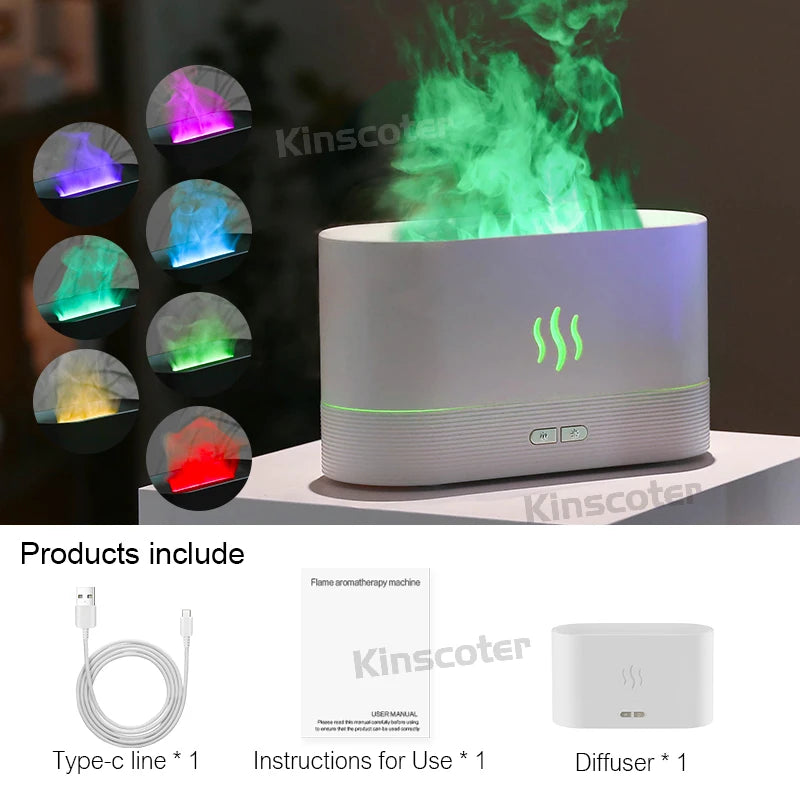 Transform Your Space with the KINSCOTER Ultrasonic Aroma Diffuser and Humidifier – LED Flame Lamp & Soothing Cool Mist Technology