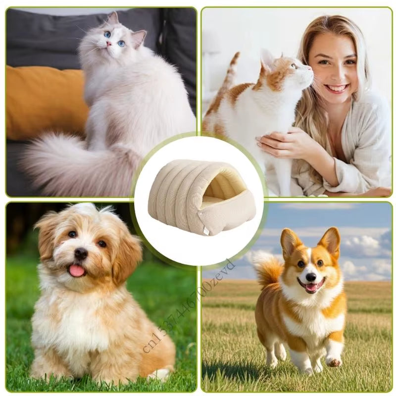 Cozy Cat Cave Bed with Removable Plush Cover for Comfort & Anxiety Relief