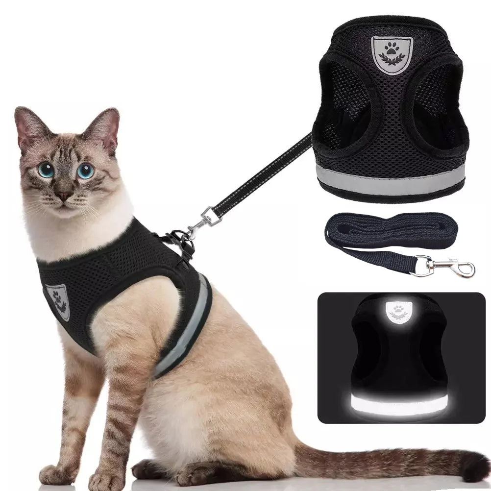 Ultimate Adjustable Cat Harness and Leash Set with Reflective Straps for Safe and Stylish Adventures