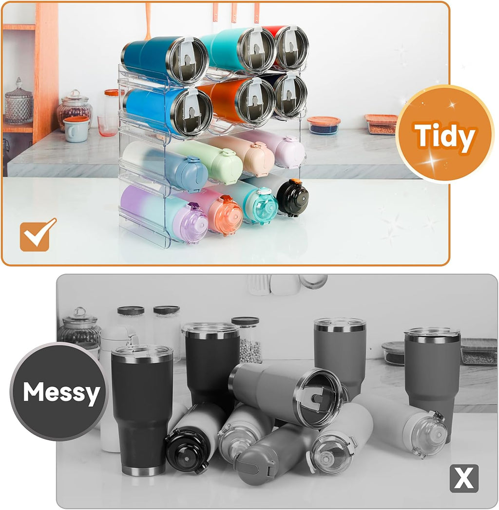 Transform Your Kitchen with Our Innovative 4-Tier Stackable Water Bottle Organizer – Effortlessly Holds 16 Bottles for Clutter-Free Storage!