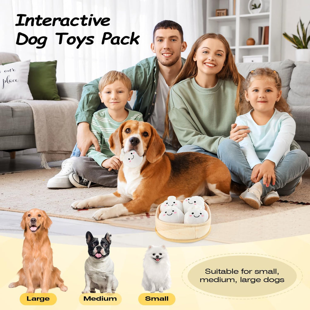 Interactive 5-Pack Squeaky Dog Toys – Durable Plush Chew Toys for Puppies and Dogs of All Sizes