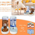 Gravity Automatic Cat Feeder & Water Dispenser - 1 Gallon Dual Bowl for All Pet Sizes (Gray)