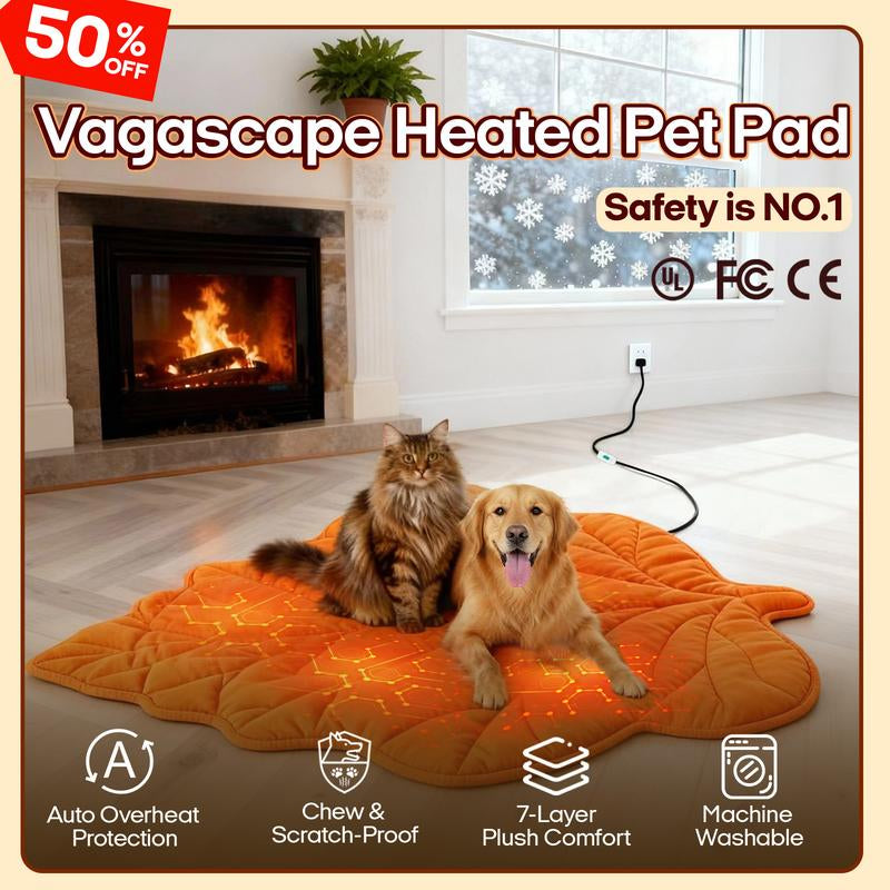 Vagascape Heated Pet Pad – Premium 7-Layer Safety Design with Auto Overheat Protection, Chew-Resistant Cord & Waterproof Features for Ultimate Comfort Indoors & Outdoors