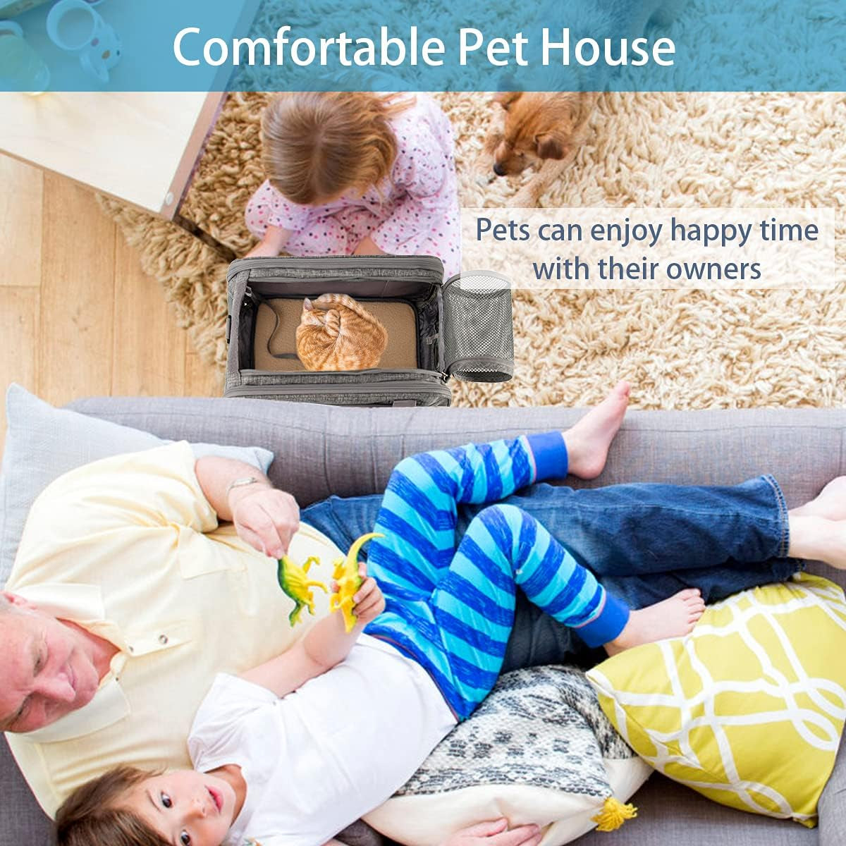 Premium Soft-Sided Pet Carrier for Cats and Small Dogs - Airline Approved, Portable, and Breathable Travel Solution in Stylish Gray